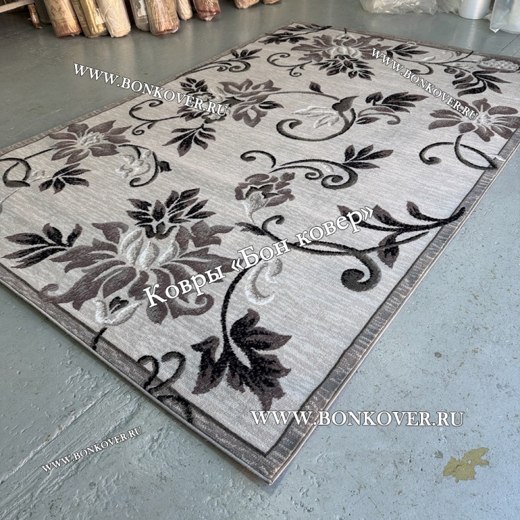 Ковер Лайт Карпет New 2 Дизайн 10 Серый с сиреневым прямоугольный